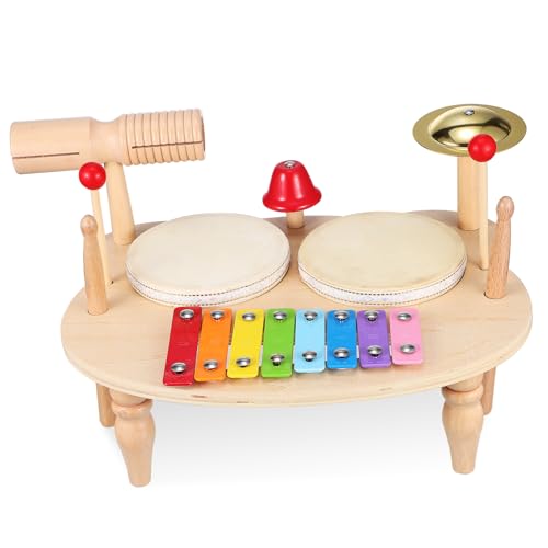 ERINGOGO -Instrumente Spielzeug Hand-Tamburin-Percussion Xylophon für 1 Jahr Xylophonschlägel Handschlaginstrumente Tamburin-Trommel Tambourin Musikinstrument Schlagzeug Baby von ERINGOGO
