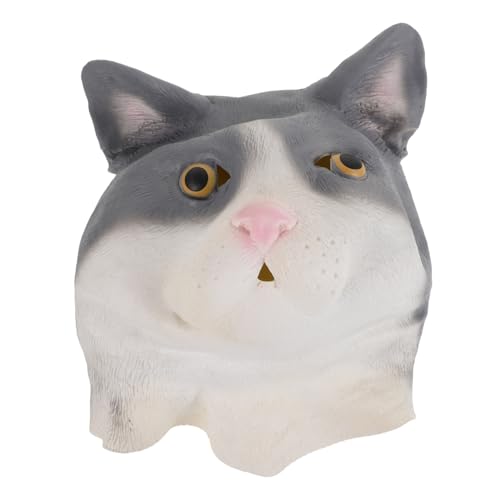 ERINGOGO Realistische Katzenmaske Für Halloween Lustiges Tier-kopfcover Für Erwachsene Für Kostümpartys Und Maskeraden Elastisch Und Bequem Für Verschiedene Kopfgrößen von ERINGOGO