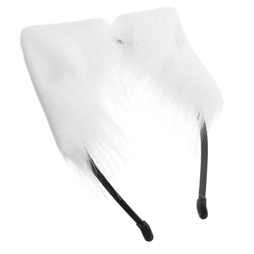 ERINGOGO Katzenohren Stirnband Katze Halloween Kostüm Halloween Stirnband Katzenohren Haarreifen Katzenzubehör Kostüm Katzenkostüm Zubehör Halloween Ohren Stirnband Stirnbänder Weiß Plüsch von ERINGOGO