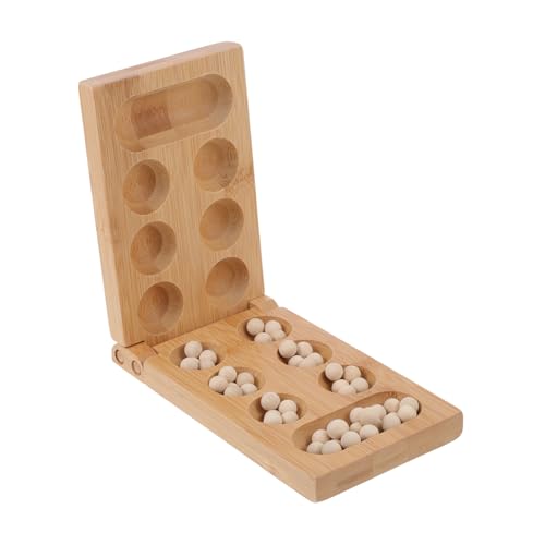 ERINGOGO Klappbares Mancala Brettspiel aus Holz mit Kleinen Bunten Perlen Pädagogisches Legespiel für Fördert Logisches Denken für Familie und Eltern Junge Mädchen interaktion von ERINGOGO
