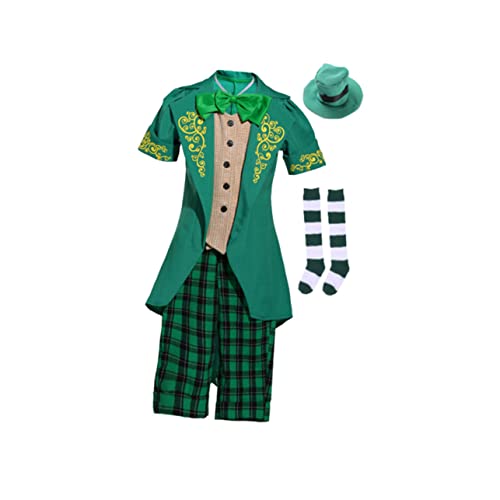 ERINGOGO st. patricks day hut herr kostüm irisches st patricks kostüm grünes Outfit kleidung st. Patricks Kostüm ausgefallene Klamotten ausstatten Cosplay Yingschi Smoking einstellen Kind von ERINGOGO