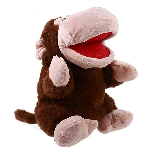 ERINGOGO Kleine Cartoon Affen Handpuppe aus Weichem Plüsch mit Beweglichem Mund Interaktives für Geschichtenerzählen und Rollenspiele Kuscheliges Tierpuppen von ERINGOGO