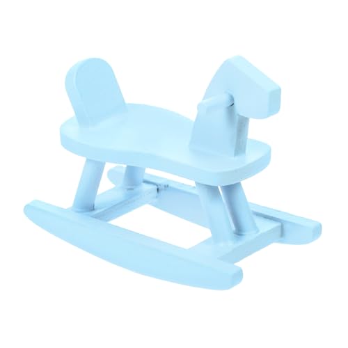 ERINGOGO Kleine Pferdeverzierung Aus Holz Desktop-Mini-möbel Puppenhaus-schaukelpferd Miniatur-schaukelstuhlmöbel Miniatur-schaukelstuhl Für Puppen Miniatur-schaukelstuhl- Blue Birke von ERINGOGO