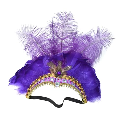 ERINGOGO Kopfschmuck Damen Federschmuck Handgefertigtes Cosplay Stirnband für Bühne Maske Party Halloween Festlicher Haarschmuck von ERINGOGO