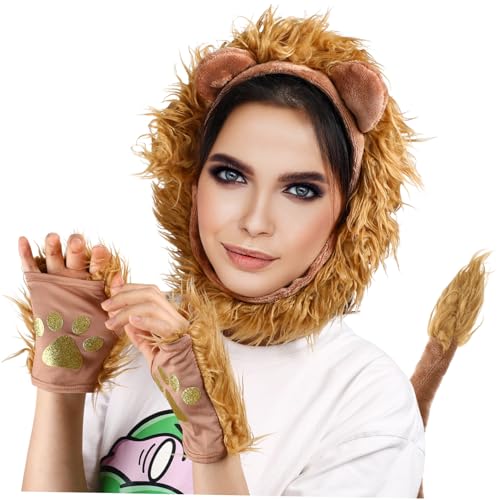 ERINGOGO Kostüm Set Teiliges Stirnband Set mit Braunen Ohren Künstlichem und Handschuhen Langlebiges Material Waschbar für Fasching Karneval Geburtstag und Rollenspiel von ERINGOGO