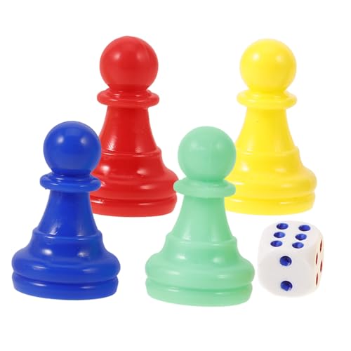 ERINGOGO Kunststoff Spielsteine mit Figuren und Würfeln für Brettspiele für Ludo Dame und Team Events Robust und Langlebig für Stundenlangen Spielspaß von ERINGOGO