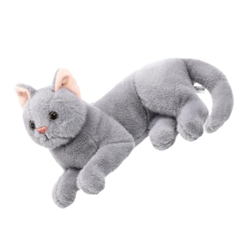 ERINGOGO Kuschelige Katzenplüschpuppe Graues Stofftier Süßes Cartoon Katzenspielzeug Gefüllte Katze Für Dekoration Für Kleine Tierliebhaber von ERINGOGO