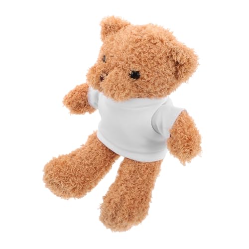 ERINGOGO Kuscheliger DIY Plüschbär mit Weißem T-Shirt zum Bedrucken Personalisierbares Stofftier für Babypartys Geburtstage und Weihnachten Weiches Geschenk für Erwachsene von ERINGOGO