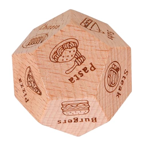 ERINGOGO Lebensmittelsieb Würfel Essensentscheider Essen Entscheidungsspiel Abendessen Entscheider Hellbraun Holz von ERINGOGO