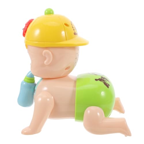 ERINGOGO Lernspielzeug Krabbelbaby Puppe mit Musik und Lichtern zum Krabbeln für Junge Mädchen und Kleinkinder Bunte Farben Langsam Kriechend Motorik Batteriefrei Gelb von ERINGOGO