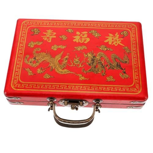 ERINGOGO Mahjong Box aus Rechteckige Aufbewahrungsbox für Mahjong Steine Vintage Design mit Griff für Unterwegs Geschenkidee für Spieleliebhaber ERINGOGO Mahjong Box aus Rechteckige Aufbewahrungsbox für Mahjong Steine Vintage Design mit Griff für Unterwegs Geschenkidee für Spieleliebhaber von ERINGOGO