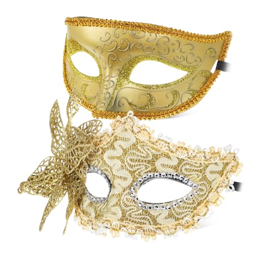 ERINGOGO 2stücke Vintage Masken Für Masquerade Masken Dekorative Karnevals-accessoires Für Kostümpartys Glitzernde Und Elegante Designs Für Halloween Und Feste von ERINGOGO