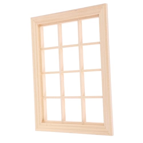 ERINGOGO Maßstab DIY Puppenhaus Zubehör Naturbelassenes Fenster Modell für Realistische Puppenhaus Dekoration Handliches Mini Blank Window für Kreative Gestaltung von ERINGOGO