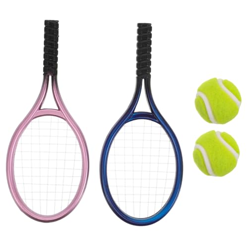 ERINGOGO Mini-Tennis-schläger Und Ball Für Puppenhäuser Maßstab Kunststoff Miniatur-sportzubehör Für Bastelarbeiten Fotografie Und Kinderprojekte von ERINGOGO