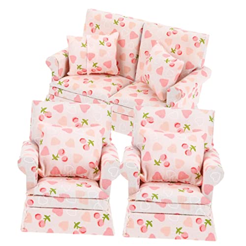 ERINGOGO Maßstab Puppenhaus Miniatur Sofa Einzelsesseln Doppelsofa Kissen Langlebige Cotton Möbel Detailgetreu für Wohnzimmer und Schlafzimmer Dekoration von ERINGOGO