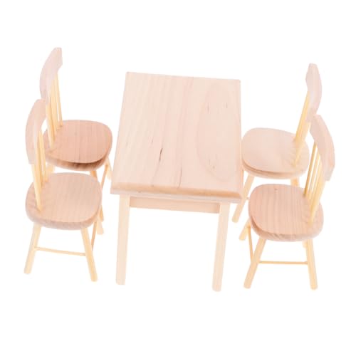 ERINGOGO Maßstab Vintage Holz Stuhl und Sitz Stabile Dekoration für Puppenhaus Esszimmer Leichte Langlebige DIY Figuren Zufällige Holzfarben Zufällige Farbe von ERINGOGO