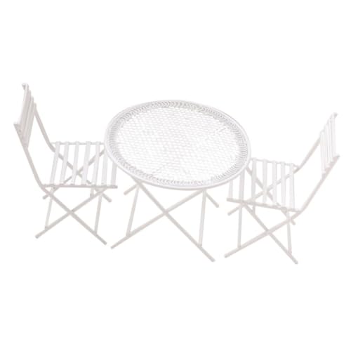 ERINGOGO Maßstab Weiß Miniatur Möbel DIY Puppenhaus Dekoration Miniatur Tisch und Stühle Modell Detailreiche Puppenmöbel Zubehör für Mini Häuser von ERINGOGO
