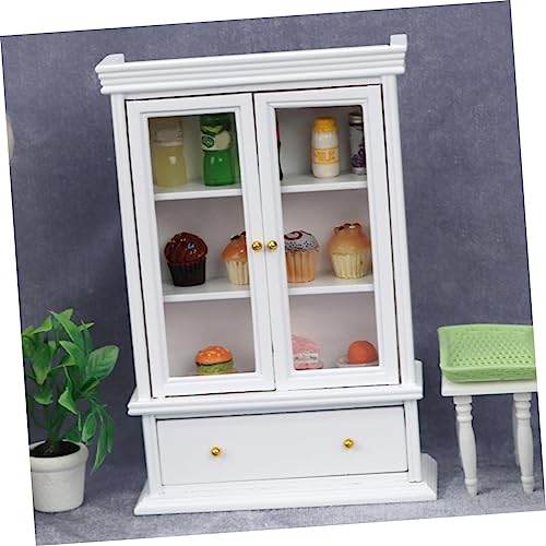 ERINGOGO Maßstab Weißer Mini Schrank mit Doppelter Schublade Lebensechte Miniatur Möbel für Puppenhaus Realistisches Aufbewahrungsstück zur Kinderzimmer Dekoration von ERINGOGO