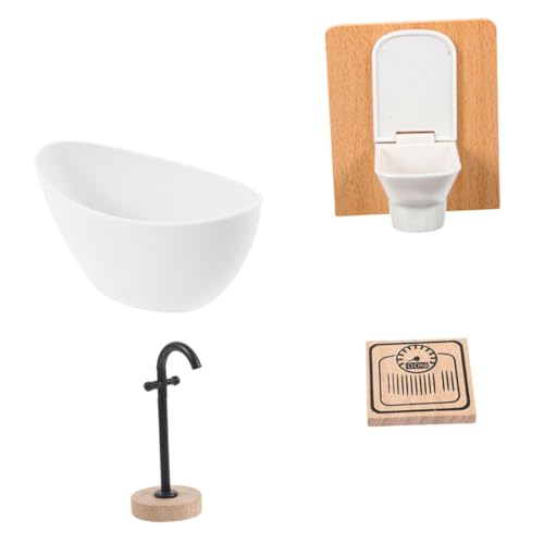 ERINGOGO Maßstab mit Badewanne Toilette Wasserhahn Realistische Möbel für Kreatives und Rollenspiele Sicheres Holzmaterial Teiliges von ERINGOGO