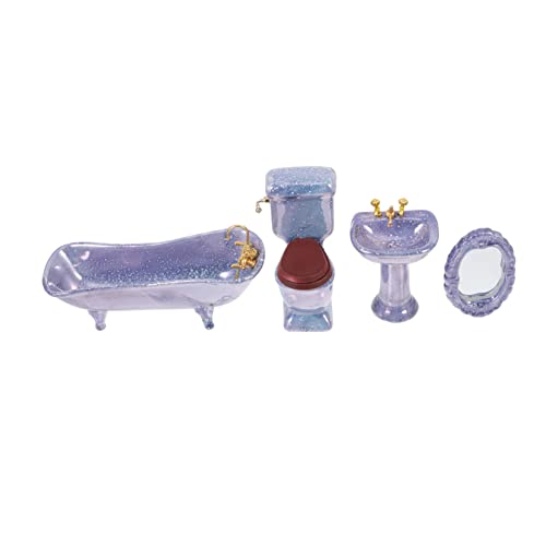 ERINGOGO Mini Badezimmer Möbel aus Keramik Puppenhaus Zubehör für Blau Graues Modell Mini Haus Dekoration und Sammlerobjekt von ERINGOGO