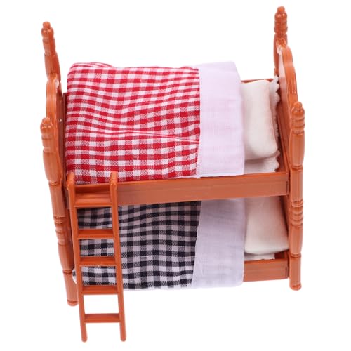 ERINGOGO Mini Doppelbett Puppenhaus Möbel Realistische Schlafzimmermöbel mit Kissen und Decken Langlebiges Miniatur Spielzeugbett für Puppenhaus Dekoration Kindgerecht und Tragbar von ERINGOGO