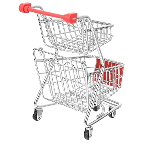 ERINGOGO Mini Einkaufswagen Modell Doppelstöckiger Handwagen Für Dekorative Aufbewahrung Für Puppenhaus Metallrahmen Supermarkt Handcart ERINGOGO Mini Einkaufswagen Modell Doppelstöckiger Handwagen Für Dekorative Aufbewahrung Für Puppenhaus Metallrahmen Supermarkt Handcart von ERINGOGO