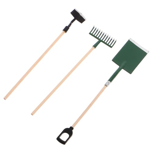 ERINGOGO Mini Gartenwerkzeug Set für Puppenhaus mit Schaufel Hacke und Rechen Langlebig und Vielseitig für Sukkulenten Pflanzenpflege Kreative Gartendeko und Kindliche Lernspiele von ERINGOGO