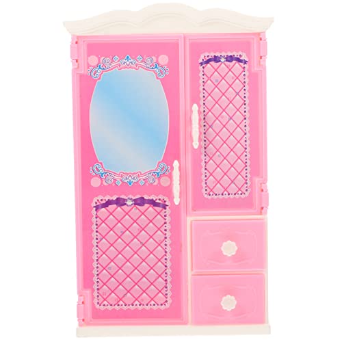 ERINGOGO Mini Kleiderschrank Möbel klein deko puppenhaus Einrichtung Dekoration Mini-Bücherregal aus Kunststoff Mini- -Kleiderschrank aus Kunststoff Plastik Rosa von ERINGOGO