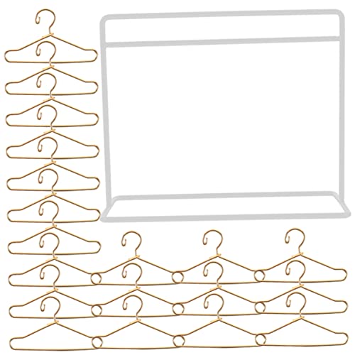 ERINGOGO Mini Kleiderständer für Puppen Teiliges mit Hängern für Puppenkleidung und Aufbewahrung Zubehör für Puppenmöbel Elegantem Weiß und Gold von ERINGOGO
