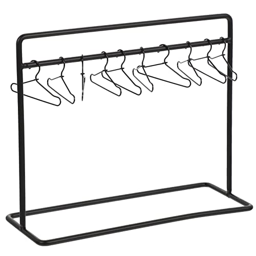 ERINGOGO Mini Kleiderständer für Puppen Teiliges mit Mini Kleiderstange und Schwarzen Hängern für Puppenkleidung und Puppenhaus Dekoration von ERINGOGO