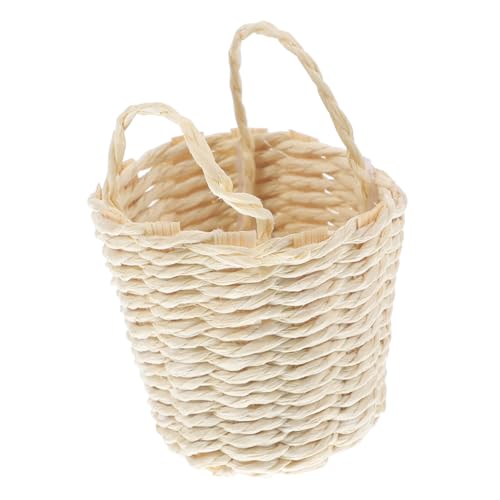 ERINGOGO Mini-Korb-Modell Körbe speichern Bauernhaus hängende Dekoration klein kühlkorb einkaufskorb Storage Baskets spielwaren draußen Mini-Hausaccessoire Korbmodell aus Rattan von ERINGOGO