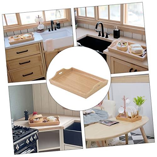 ERINGOGO Miniatur Puppenhaus Tablett Holzspielzeug Kinder Spielzeug für Küchenszene Rollenspiel Zubehör Kreatives Kleiner Tablett Ornament von ERINGOGO
