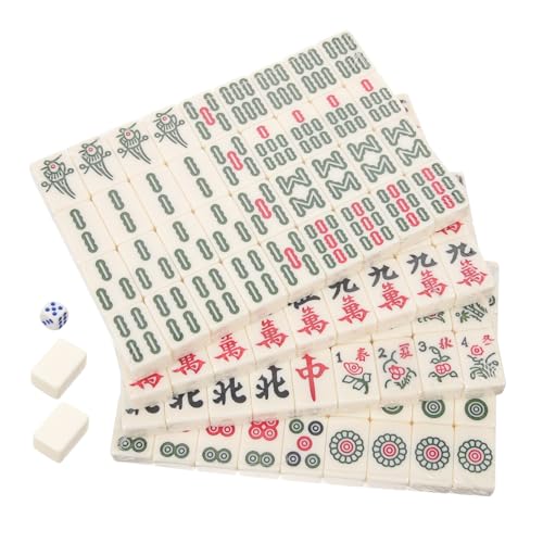 ERINGOGO Mini Mahjong Set aus Resin mit Farbigen Gravuren Tragbares Miniatur Mahjongspiel Leichtes Kratzfestes Outdoor Spiel für Reisen Partys und Familienunterhaltung von ERINGOGO