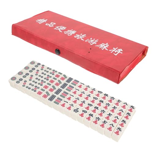 ERINGOGO Mini Mahjong Set für Reisen Tragbares Mahjong Spiel mit Gravierten für Partys und Freizeit Teiliges Set von ERINGOGO