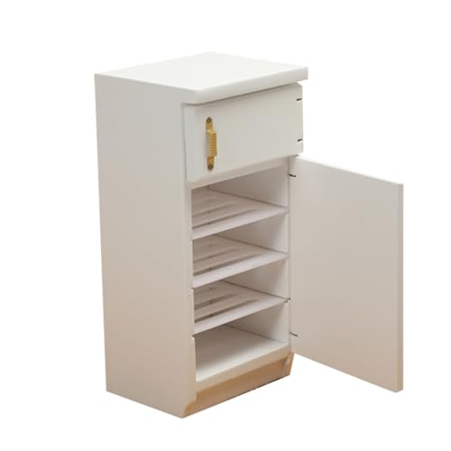 ERINGOGO Miniatur Kühlschrank Für Puppenhäuser Maßstab Weißes Design Für Spielzeug Und Kinderzimmer Dekoration Langlebiges Material Perfektes Zubehör Für Miniaturmöbel von ERINGOGO