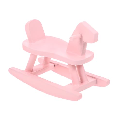 ERINGOGO Mini Pferdeornamente Aus Holz Puppenmöbel Miniaturmöbel Mini Hausornament Miniaturen Schaukelstuhl Zubehör Puppenhaus Miniatur Schaukelstuhl Rosa Birke von ERINGOGO