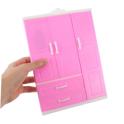 ERINGOGO Mini Princess Garderobe Puppenmöbel Möbel für Puppenhaus Miniatur-Puppenstubenmöbel Puppenhaus-Bewegungsschrank Mini-Kleiderschrank-Ornamente Plastik Rosa von ERINGOGO