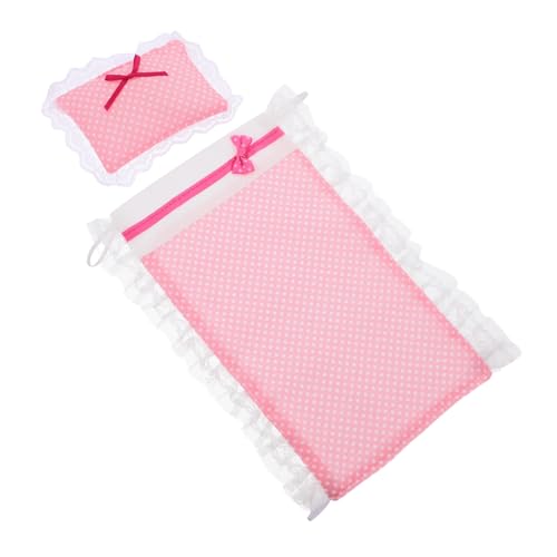 ERINGOGO Mini Puppenbettwäsche Set mit Kissen Puppenhaus Schlafzimmer Dekoration Detailreiches Bettlaken und Kissenbezug Teiliges Zubehör für Puppenbett und Puppenhaus Gemütliches von ERINGOGO