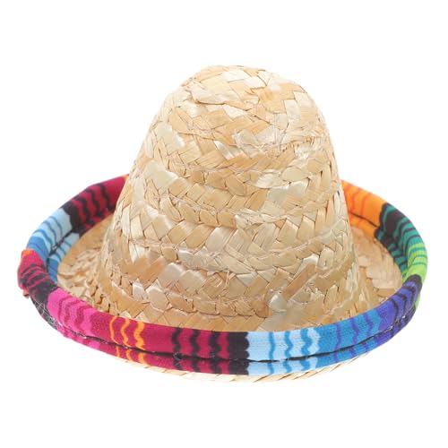 ERINGOGO Mini Strohhut aus Stabilem Material Langlebig und Wiederverwendbar für Puppen DIY Bastelarbeiten und Weinflaschen Dekoration Leicht zu Reinigen und Vielseitig Einsetzbar von ERINGOGO