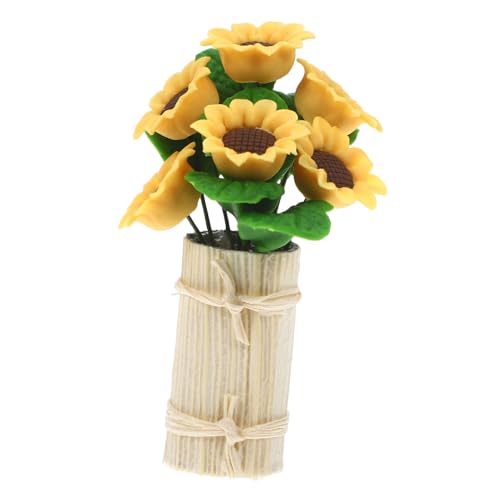 ERINGOGO Mini-blumentopf Zum Basteln Mädchen Fee Künstliche Pflanzen Für Die Innendekoration Figuren Sonnenblumen-Bonsai Mini-Sonnenblume Miniatur-zubehör Puppenhaus Lichter Vase Yellow Ton von ERINGOGO
