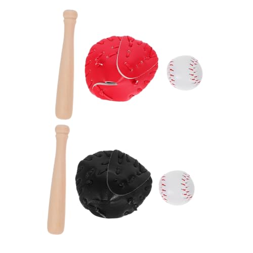 ERINGOGO Miniatur Baseball Teilig mit Baseballschläger Handschuh und Ball Realistische Puppenhaus Dekoration Sichere Materialien Langlebig Geeignet für Miniatur Spielszene von ERINGOGO