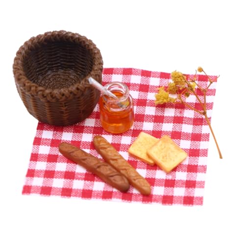 ERINGOGO Miniatur Brotkorb mit Zubehör Puppenhaus Küchenzubehör Miniatur Brotkorb Dekoration Kinderspielzeug Leicht Platzsparend Kreative Lernspielzeug Langlebiges Material Geeignet für von ERINGOGO