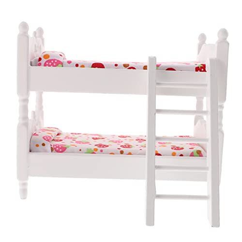 ERINGOGO Miniatur Doppelstockbett Modell Für Puppenhaus Weiße Möbelverzierung Für Kinderzimmer Mini Bett Deko Zubehör von ERINGOGO
