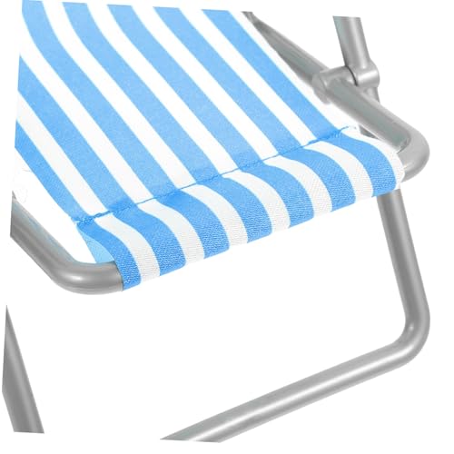 ERINGOGO Miniatur Faltbarer Strandliegestuhl Puppenhaus Zubehör Blau Gestreift Handliches Miniaturmöbel für Kreative Deko und Spiel Leicht Platzsparend Detailgetreue Mini von ERINGOGO