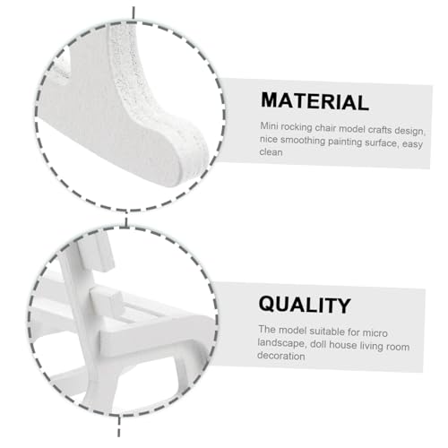 ERINGOGO Miniatur Holz Schaukelstuhl Ornament Puppenhaus Möbel Dekoration Weiß Vintage Stil Handgefertigt für Schlafzimmer Hochzeit Party Deko von ERINGOGO