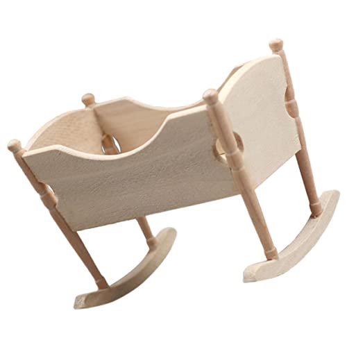 ERINGOGO Miniatur Holzwiege Für Puppen Wiegendekoration Für Mikrolandschaften Mini Zubehör Für Puppenhaus Und Sammlungen Handgefertigtes Modell Naturfarbe von ERINGOGO