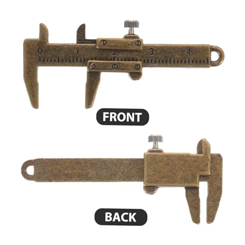 ERINGOGO Miniatur Metall Vernier Schieber Messwerkzeug Detailgetreues Puppenhaus Handliches Miniatur Messgerät für Puppenhaus und Miniaturszenen Antike Bronzeoptik Leicht und Realistisch von ERINGOGO