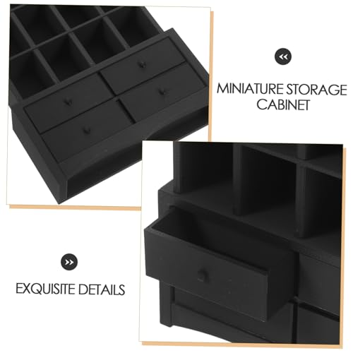 ERINGOGO Miniatur Puppenhaus Bücherregal Schwarz Mini Holz Regal Möbel Kompakter Aufbewahrungsschrank Vielseitige Dekoration für Puppenhäuser Kreatives Spiel und Lernförderung von ERINGOGO