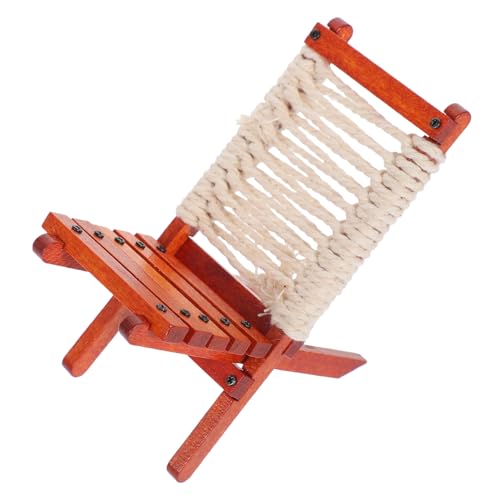 ERINGOGO Miniatur Puppenhaus Gartenstuhl Holz Klappbar Mini Lounge Stuhl mit Rückenlehne Dekoratives Modell für Outdoor Landschaftsdekoration von ERINGOGO