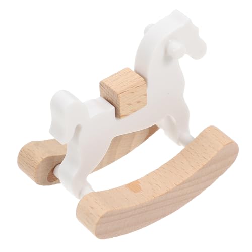 ERINGOGO Miniatur Puppenhaus Holz Schaukelpferd Dekoration Handgefertigt Glatte Oberfläche Langlebig Vielseitig als Puppenhausmöbel Landschaftsdeko und Fotorequisite Klassisches Design von ERINGOGO